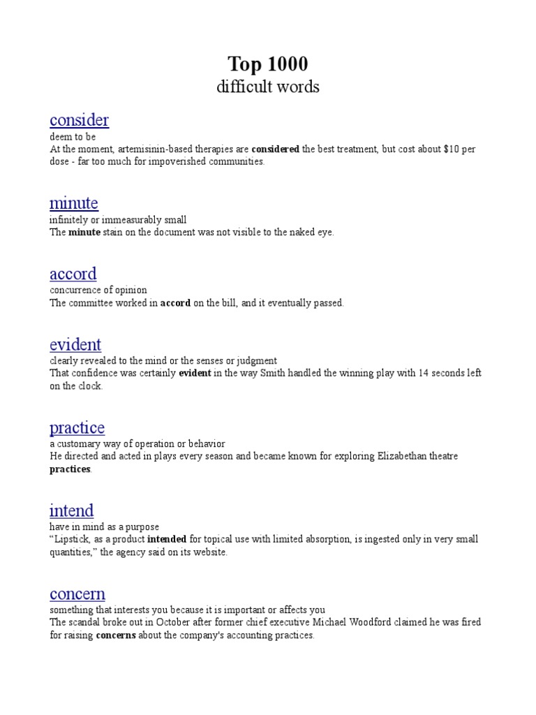 Top 1000 Difficult Words | PDF