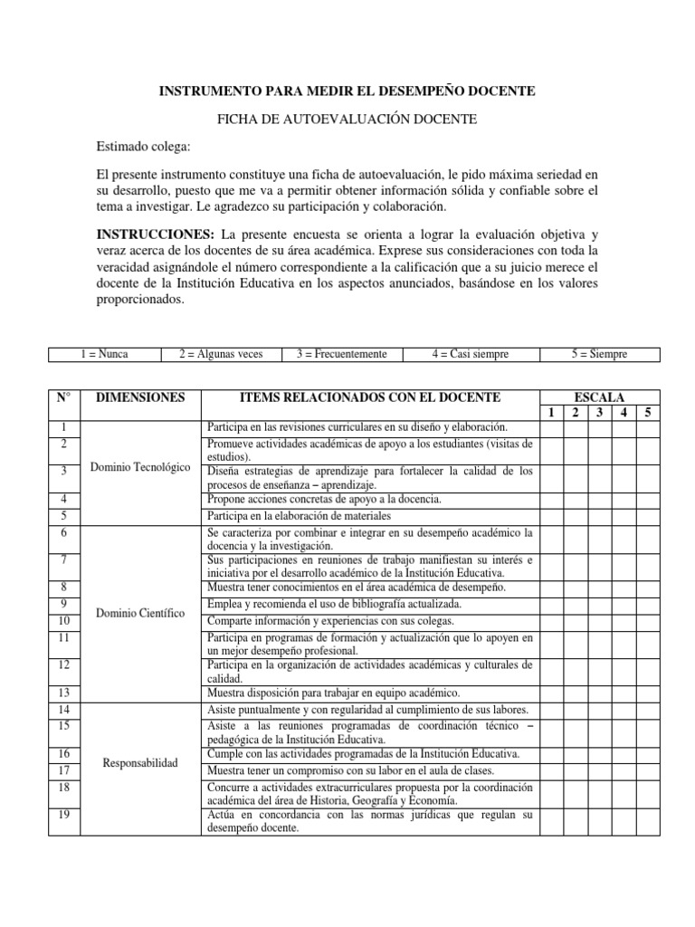 Instrumento de Evaluación Docente | PDF | Maestros | Evaluación