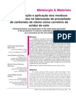 Caracterização e Aplicação Dos Resíduos Solidos Gerados Na Fabricação Do Pcc Como Corretivo de Acidez