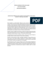 Análisis Del Texto - Reflexiones Sobre El Cambio de La Matriz Productiva y El Sector Externo Ecuatoriano Guido Duque Suárez