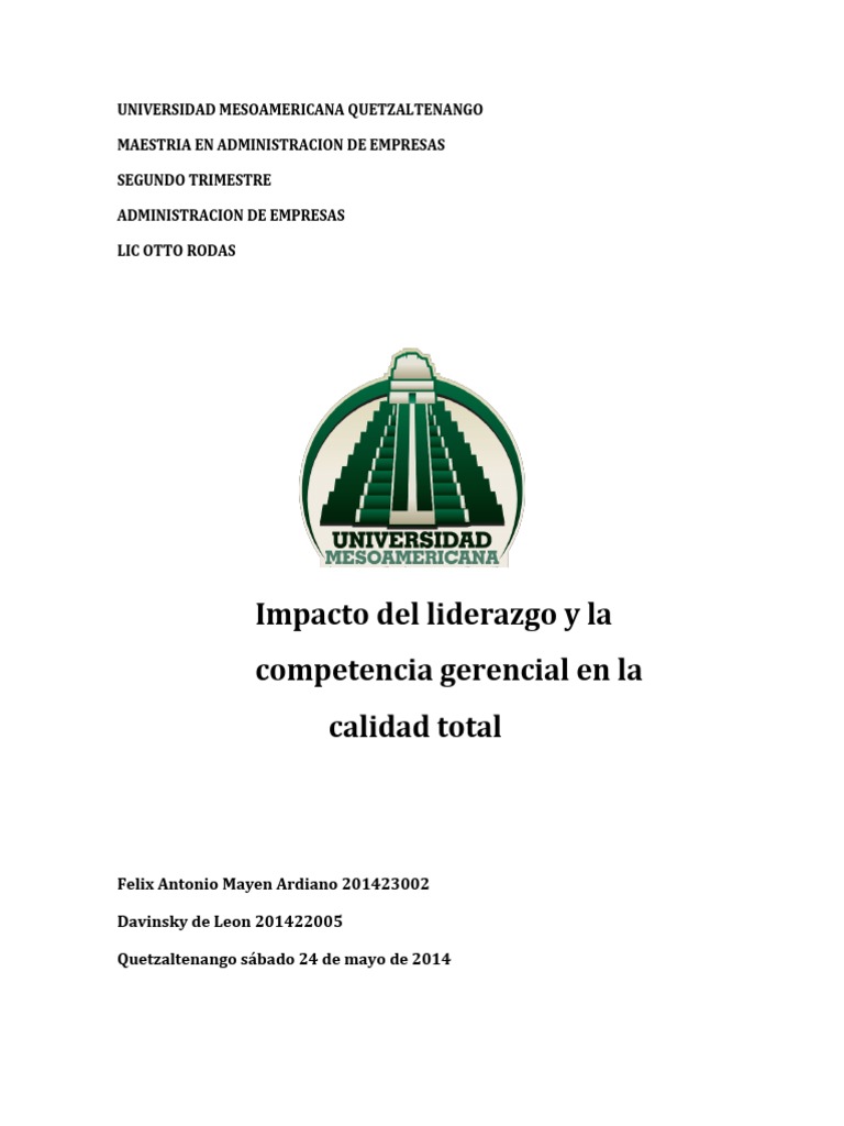 Liderazgo y Calidad Total en Empresas | PDF | Calidad (comercial ...