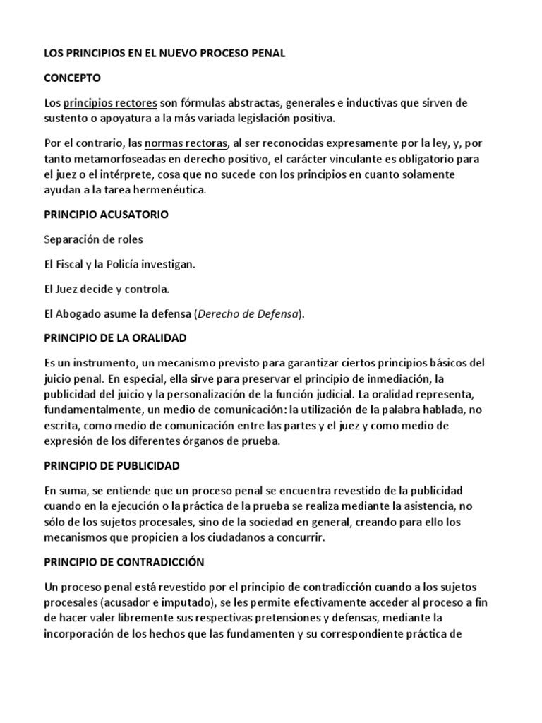 Principios del Nuevo Proceso Penal | PDF | Ley procesal | Procedimiento ...