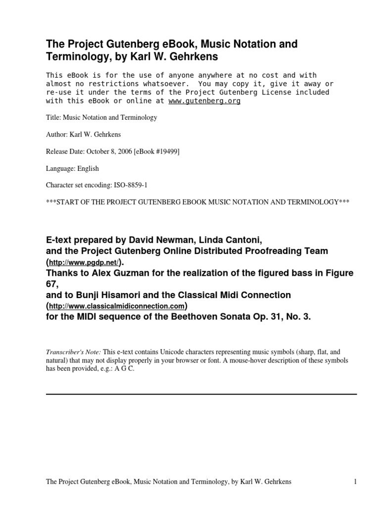 Music Notation And Terminology By Gehrkens Karl Wilson 1882 1975 Clef Chord Music