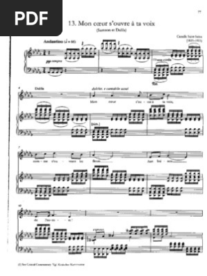 Mon Coeur S Ouvre A Ta Voix Samson Et Dalila Saint Saens Partition Sheet Music Pdf Musique Francaise Compositions