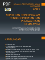 Bab 9 Aspek Dan Prinsip Dalam Pengkorporatan Dan Penswastaan Di Malaysia