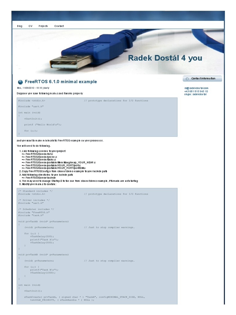 Radek Dostál 4 You: Freertos 6.1.0 Minimal Example | PDF