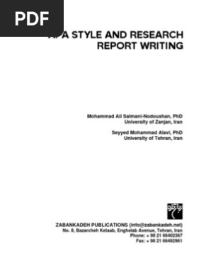 APA Style and Research Report Writing