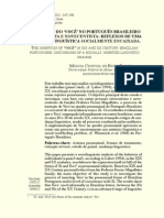 A Inserção Do Você' No Português Brasileiro Oitocentista e Novecentista