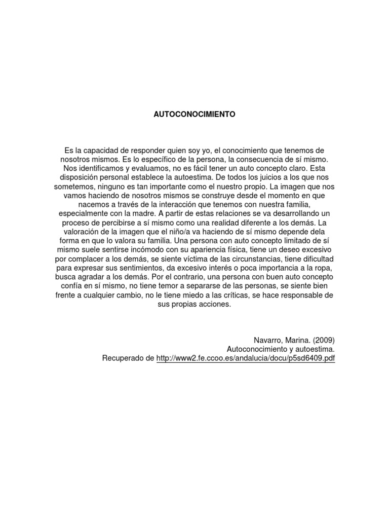 Autoconocimiento y autoestima emocional | PDF | Desarrollo personal ...