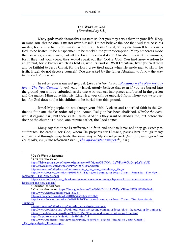1974.06.03 - The Word of God | PDF | Christian Belief And Doctrine | God