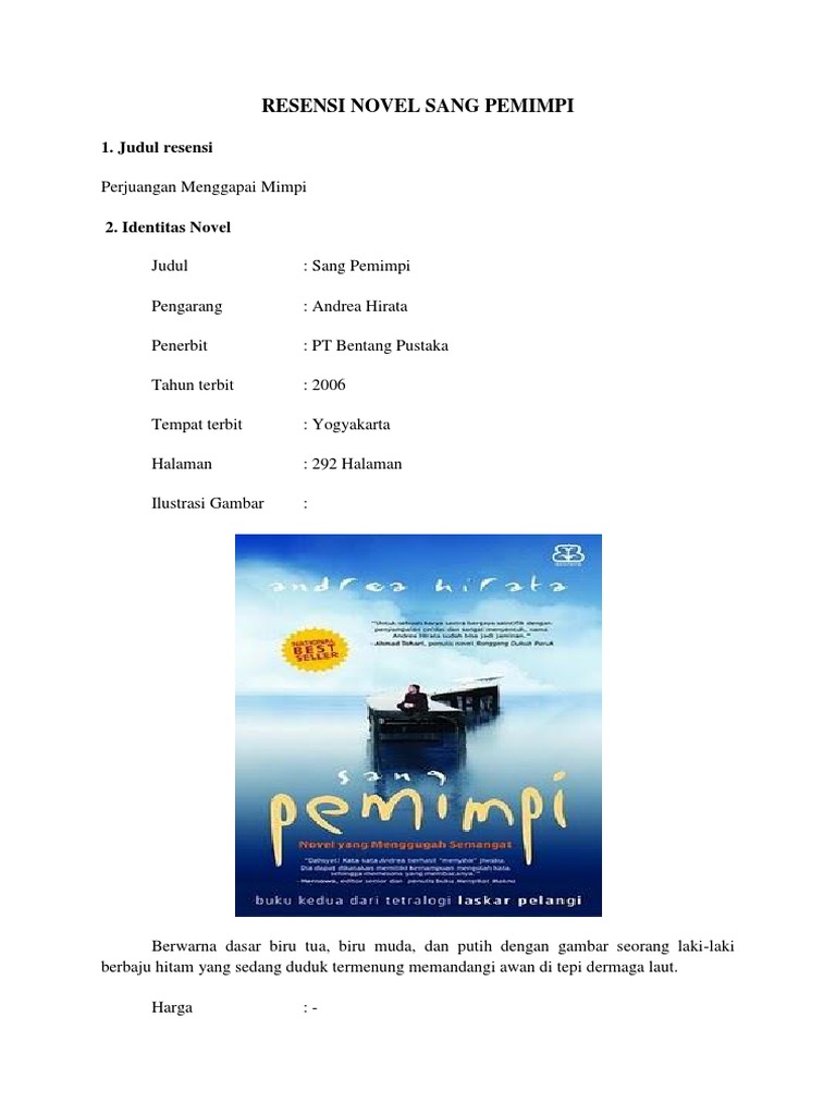 Contoh Teks Resensi Novel Sang Pemimpi