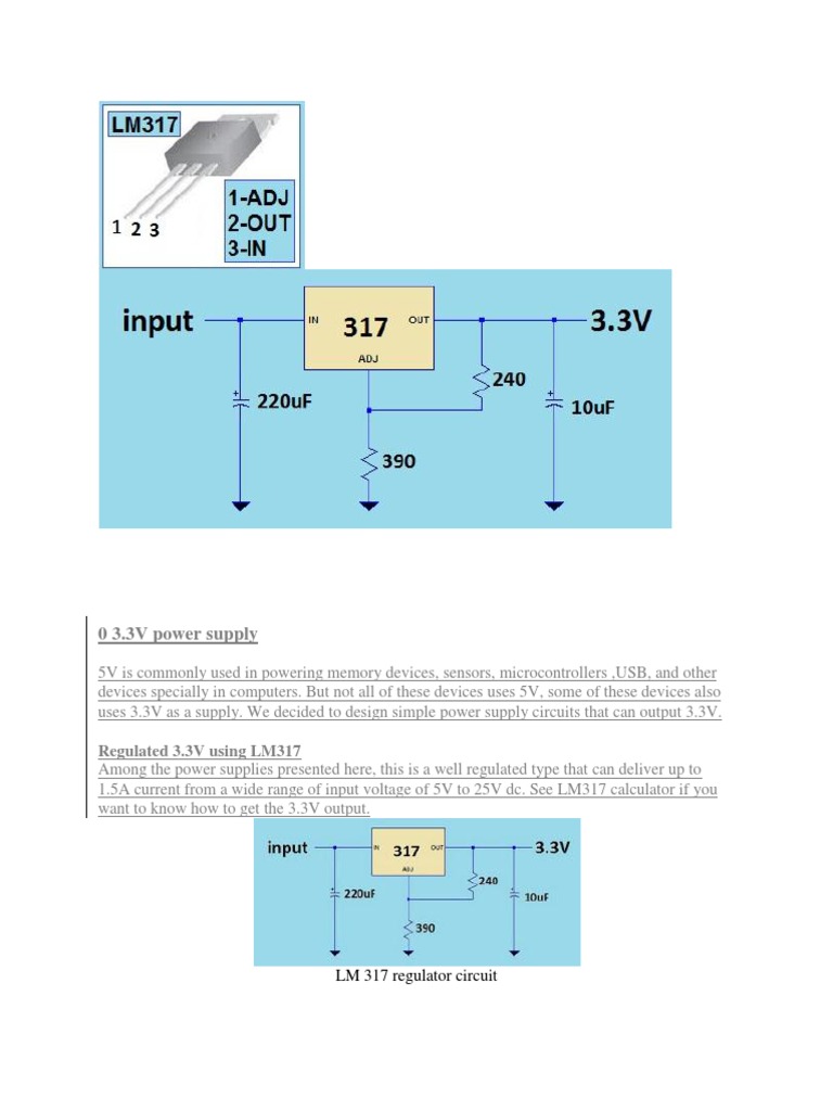 LM317 3.3V Power Supply Circuits | PDF