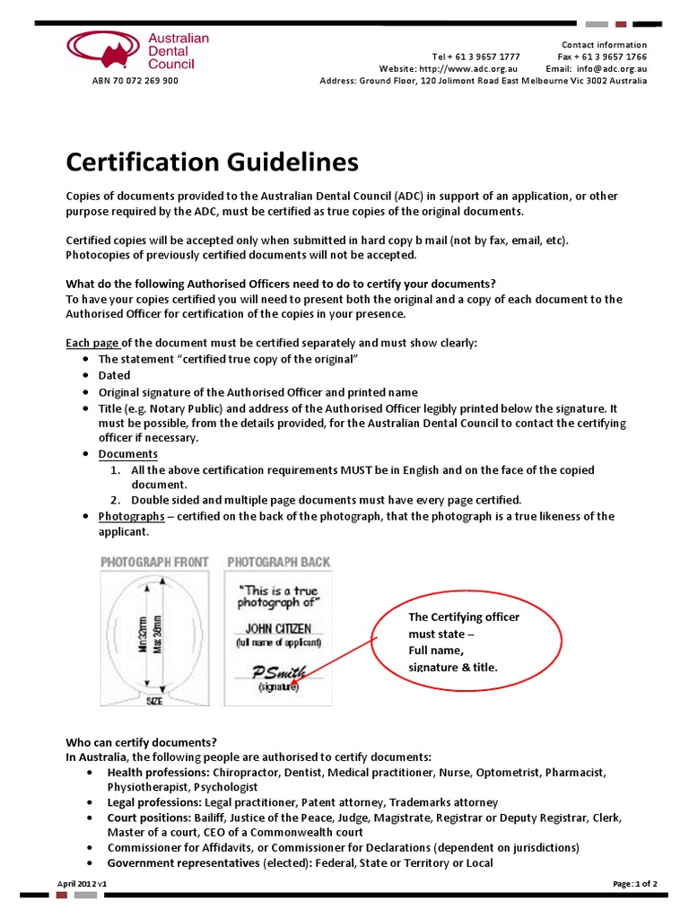 Document Certification Guidelines Australia | PDF | Justice Of The ...