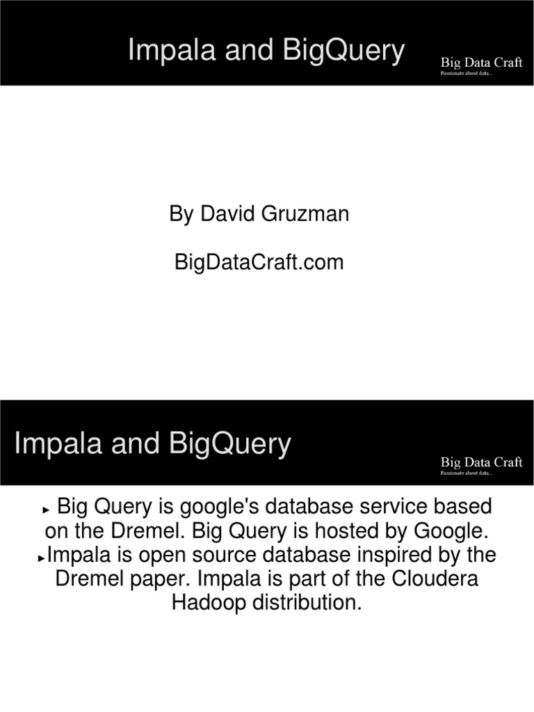Impala vs BigQuery: A Detailed Comparison | PDF | Apache Hadoop | Map ...