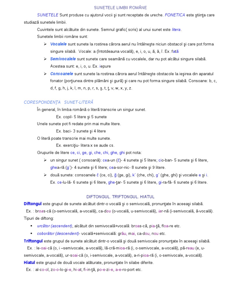 Sunetele Limbii Romane - Grupuri de Sunete | PDF