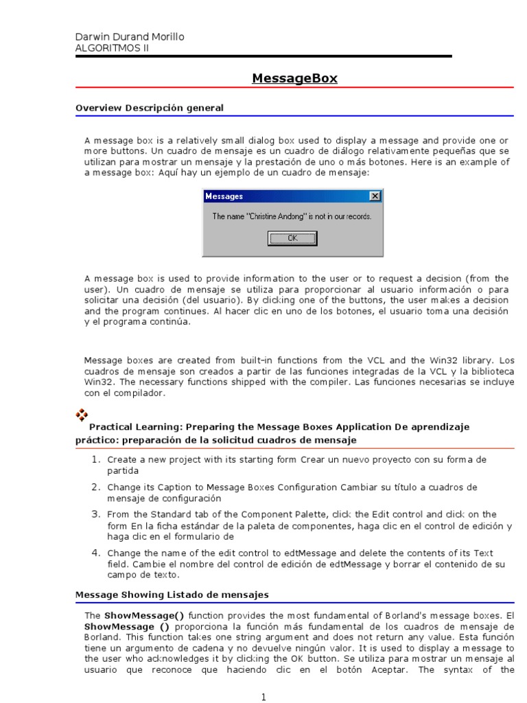 Message Box - en Borland C++ Builder 6.0 | PDF | Parámetro ...