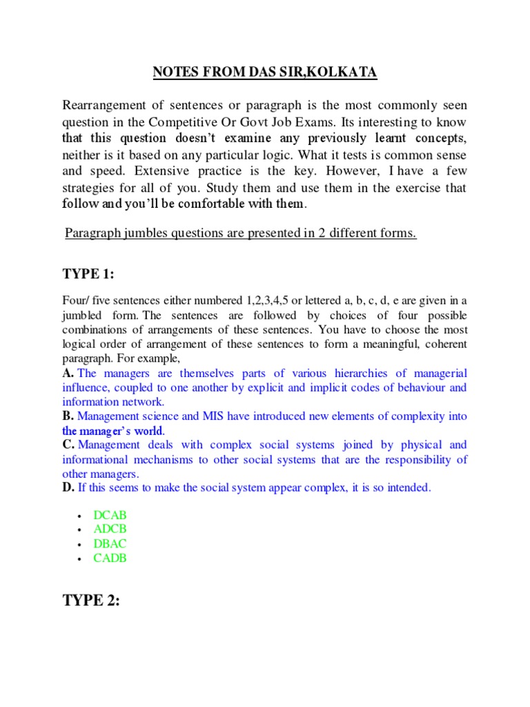 sentence rearrangement for bank positions