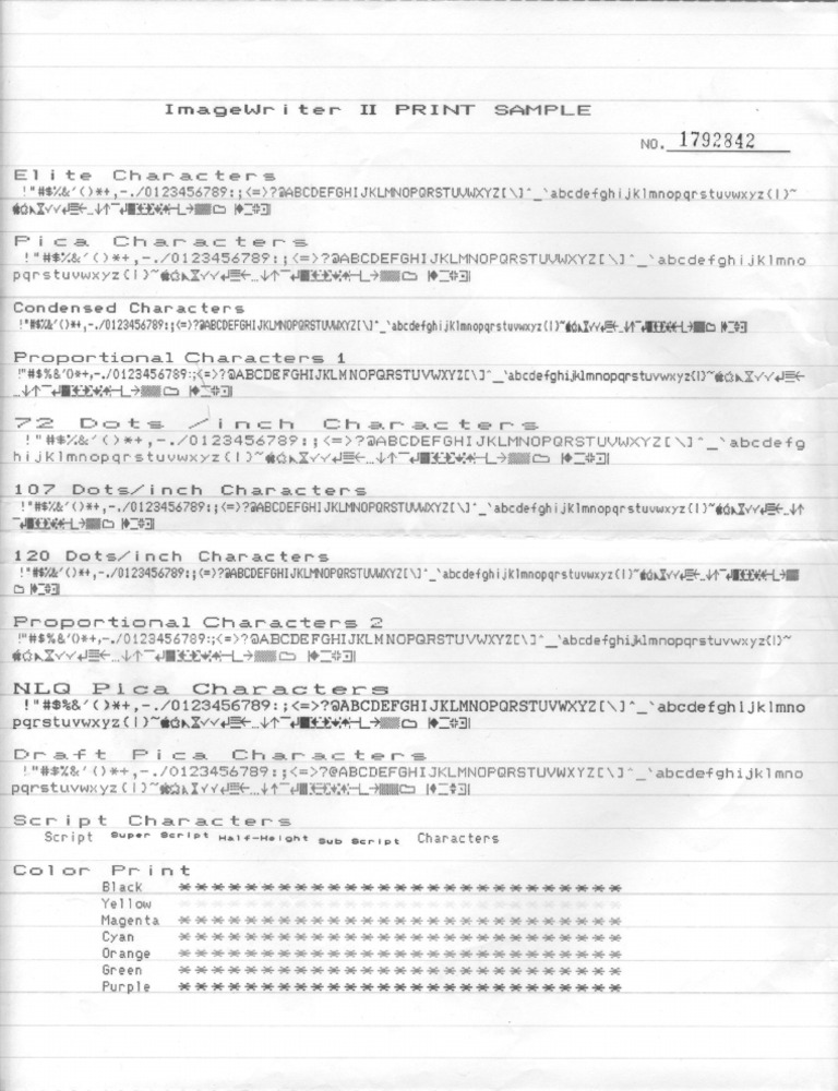 Apple ImageWriter II Print Sample / Font Demo Sheet | PDF