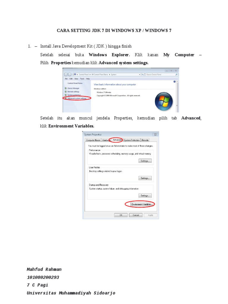 Setting JDK 7 di Windows XP/7 | PDF
