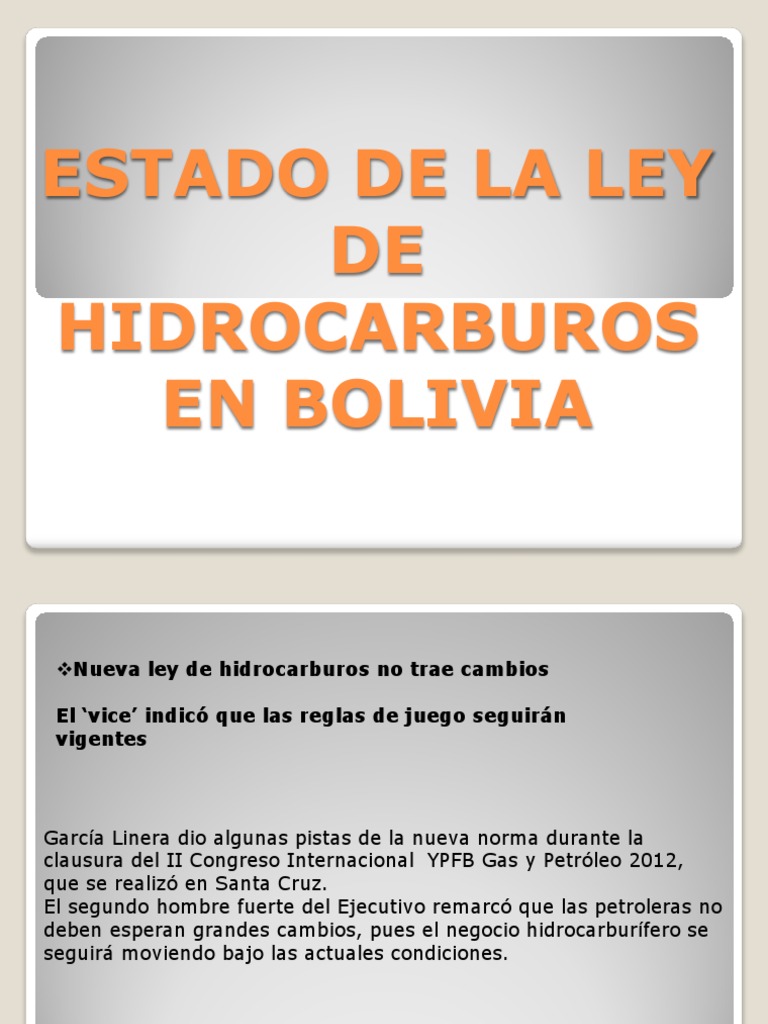 Estado de La Ley de Hidrocarburos en Bolivia | PDF | Petróleo | Bolivia