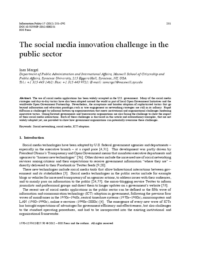 Social Media Challenges in Public Sector | PDF | Social Media | Popular ...