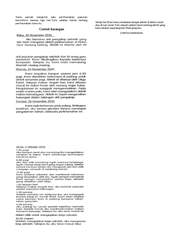 Contoh Karangan Catatan Harian  PDF