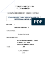 Otorgamineto de Creditos en El Sistema Concursal Peruano