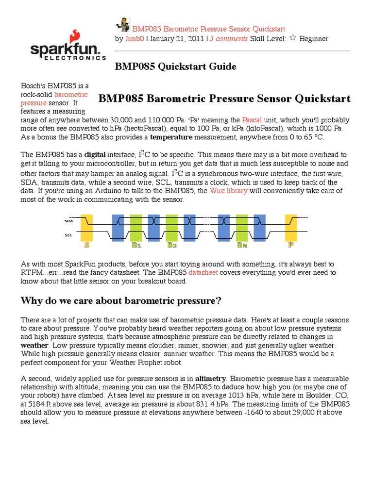 BMP085 Barometric Pressure Sensor Quickstart - SparkFun Electronics ...