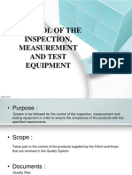 Control of The Inspection, Measurement and Test Equipment