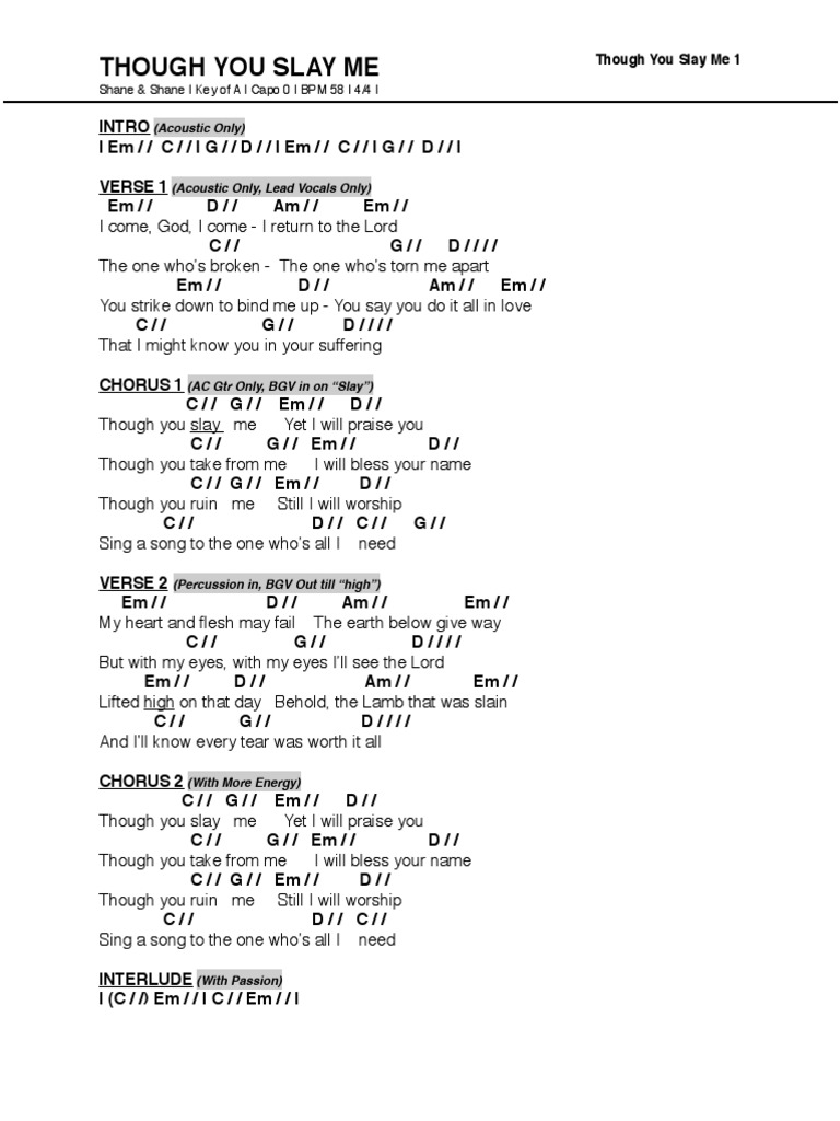 Though You Slay Me | PDF | Song Structure