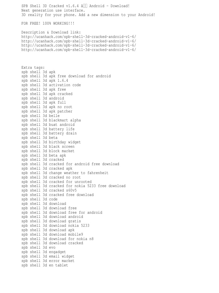SPB Shell 3d Cracked v1.6.4 - Android - Download! | PDF