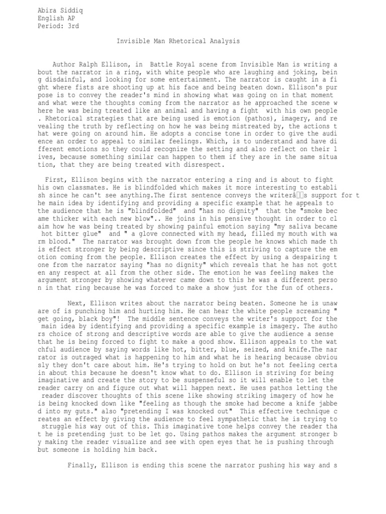 Rhetorical Devices in Invisible Man | PDF | Narration | Laughter