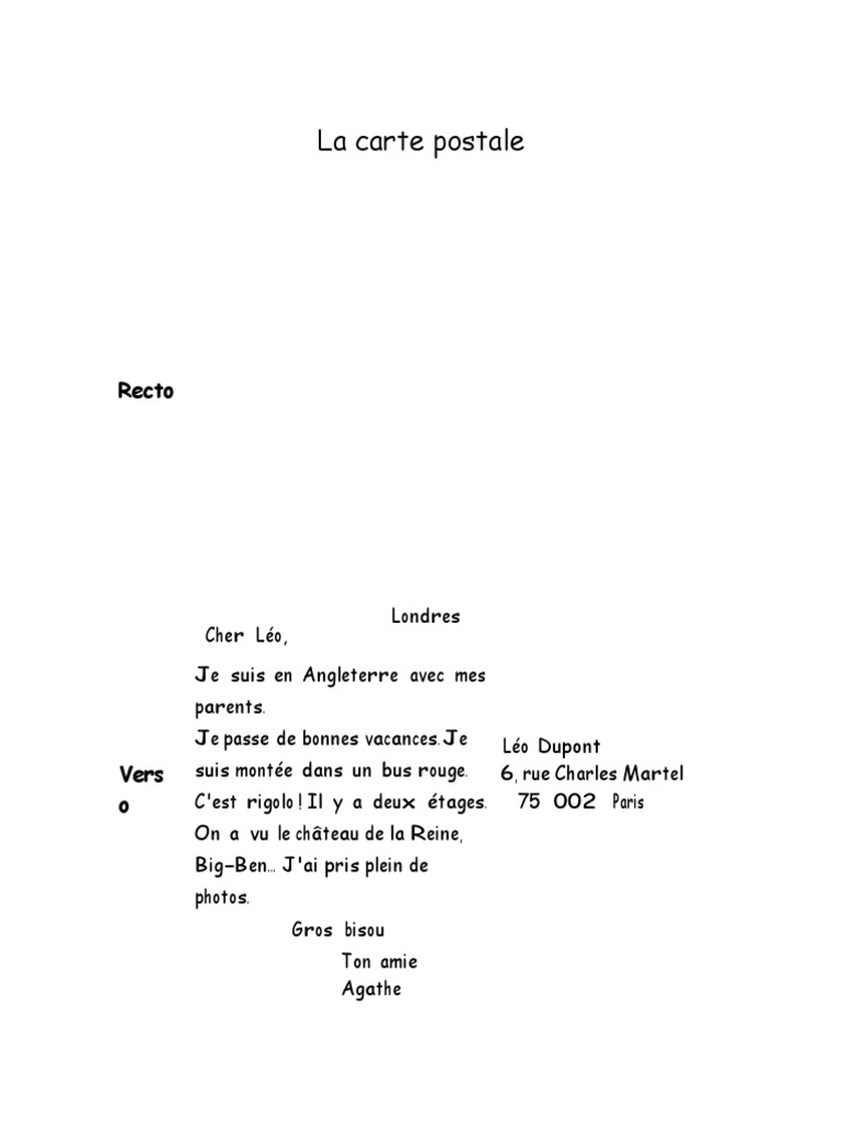 La Carte Postale Exercice