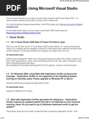Visual Studio 05 Known Issues Microsoft Visual Studio 64 Bit Computing