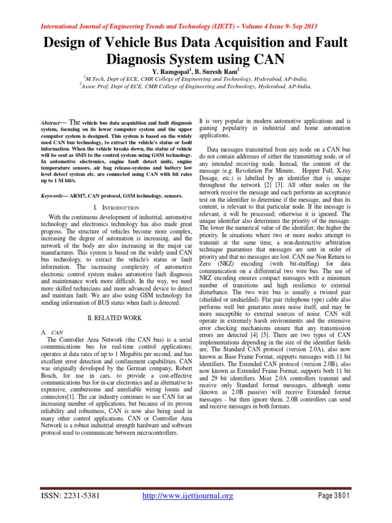 Vehicle Fault Diagnosis System Using CAN | PDF | Computer Network | Modem