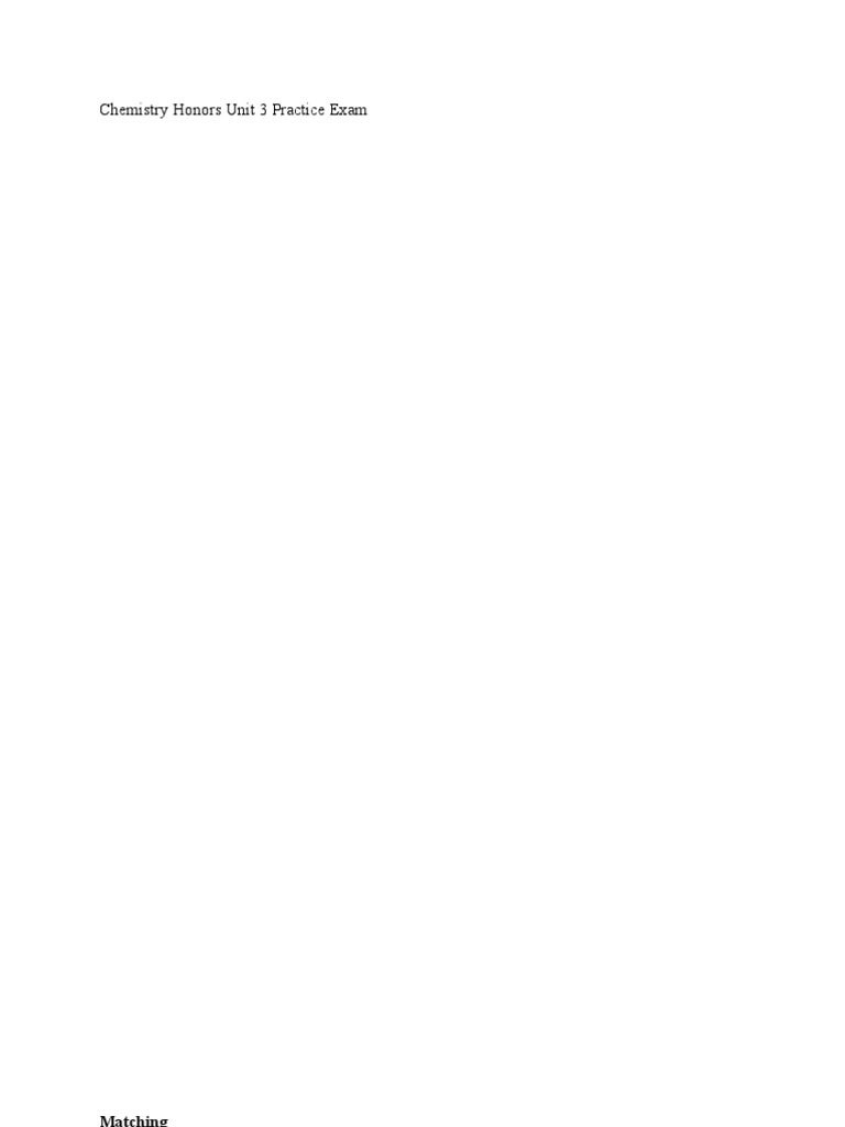 Chemistry Honors Unit 3 Exam Practice | PDF