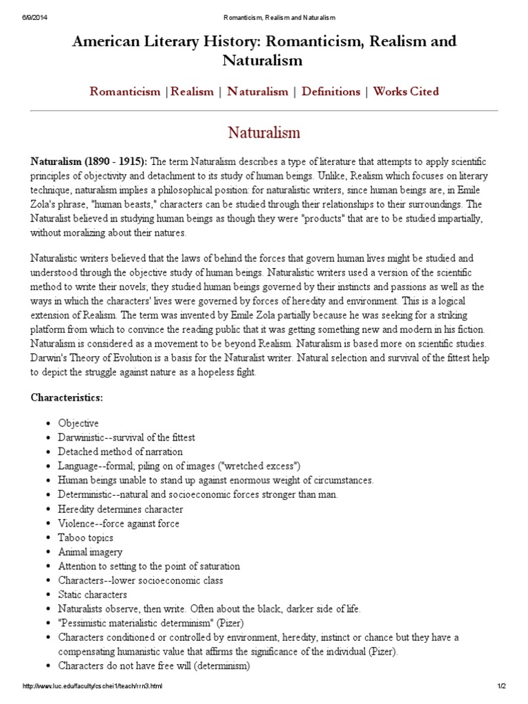 Naturalism: A Scientific Literary Approach | PDF | Literary Realism ...