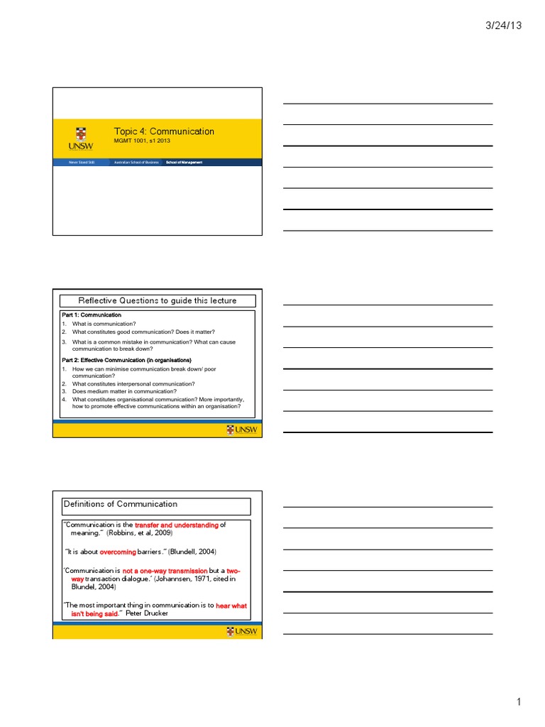 Topic 5 Communication (3 Slides Per Page) | PDF | Interpersonal ...