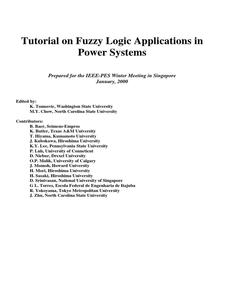 Tutorial On Fuzzy Logic Applications in Power Systems | PDF | Fuzzy ...