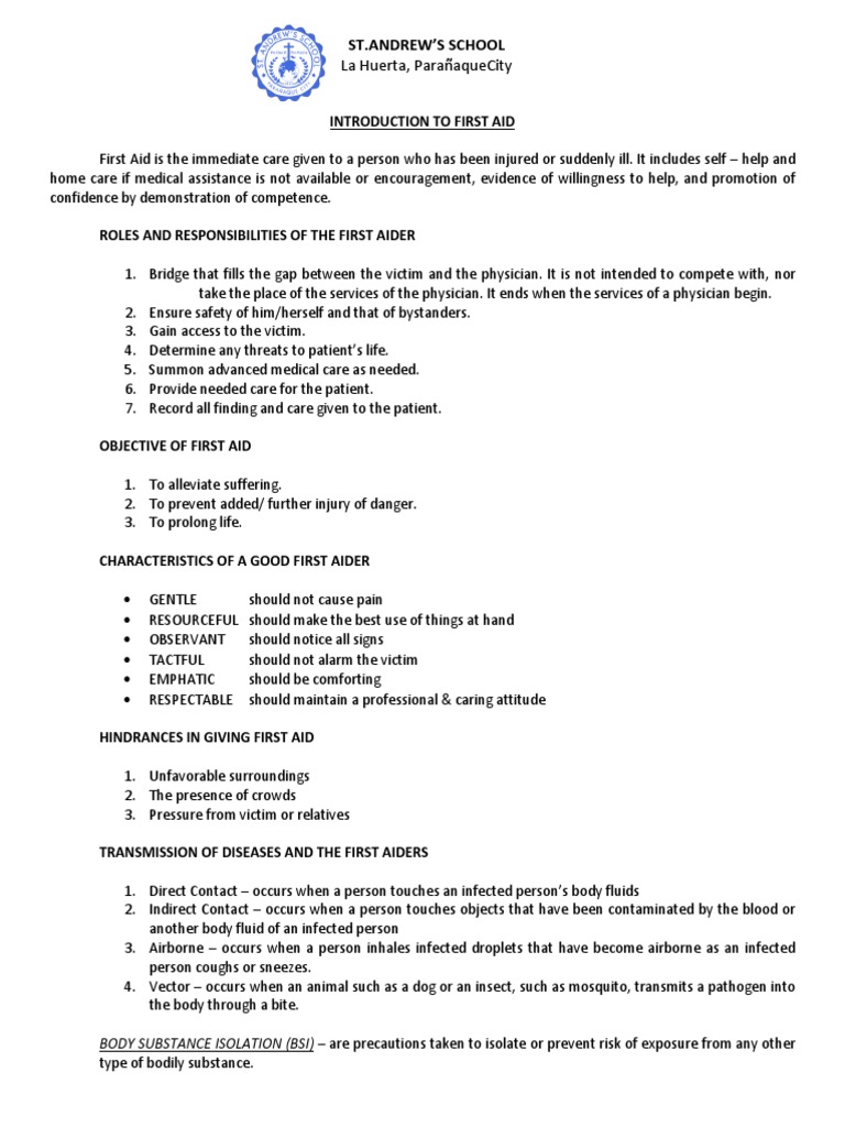 Introduction to First Aid A Comprehensive Guide to First Aid Skills