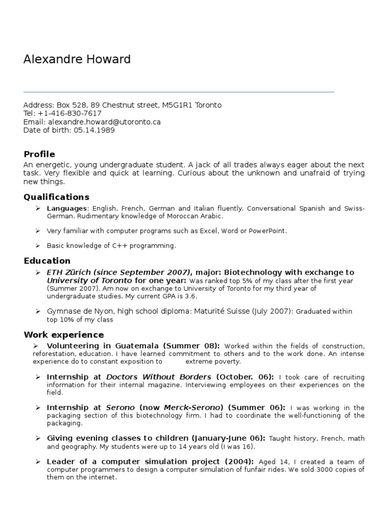 Alexandre Howard's Academic Profile | PDF | Learning