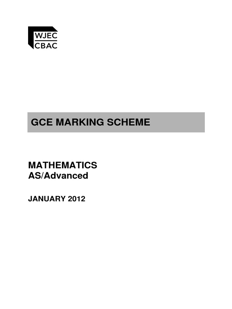 GCE Mathematics Marking Scheme | PDF | Quadratic Equation ...