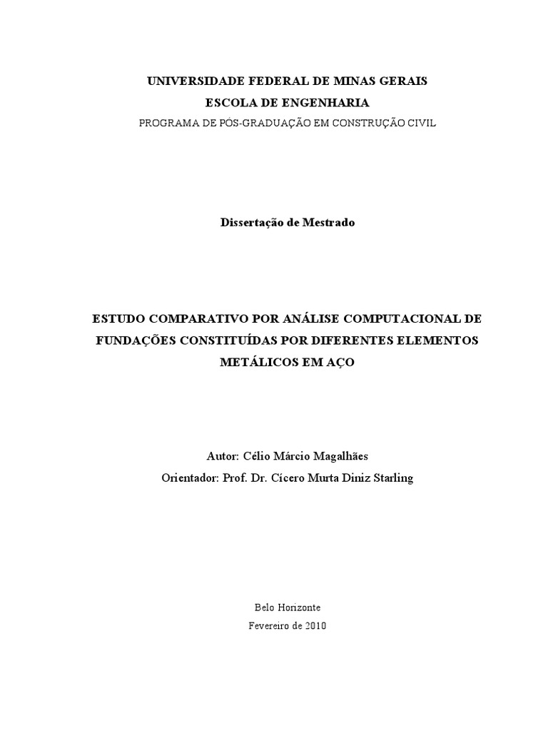 Celio Marcio Magalhaes - Comparativo de Fundações Constituídas Por