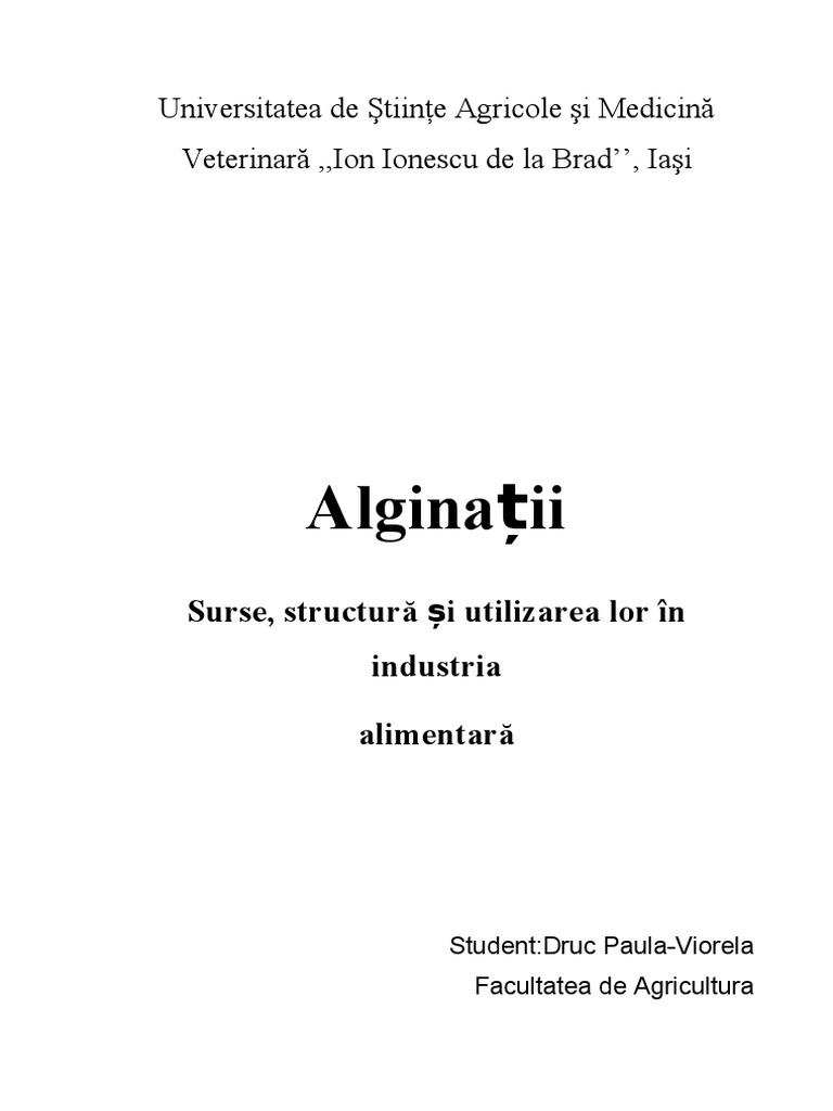 Alginatii - Surse Structura Utilizarea Lor in Industria Alimentara | PDF