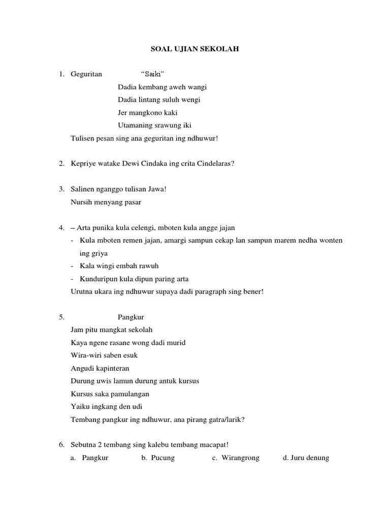 Soal Ujian Sekolah | PDF