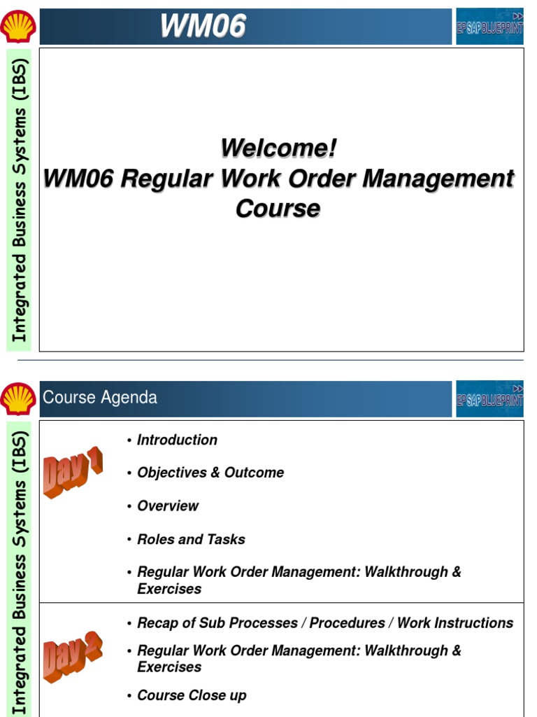 SAP Work Order Management Training | PDF | Computing | Software