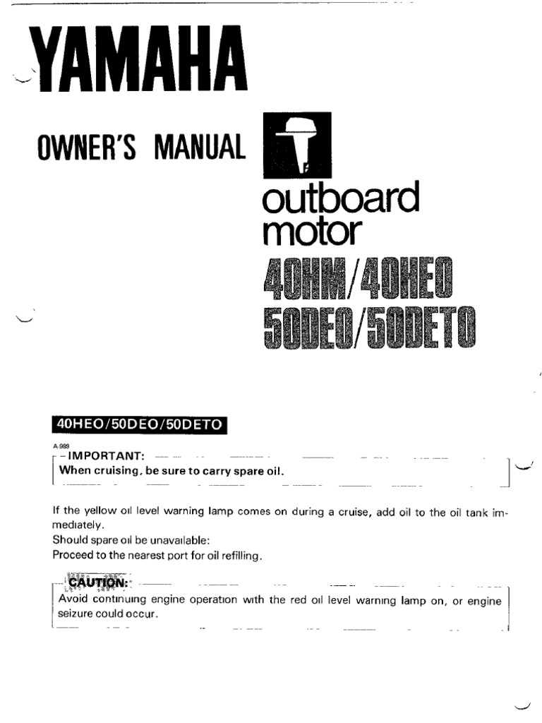 Yamaha Owners Manual 40 50 HP PDF Gasoline Engines