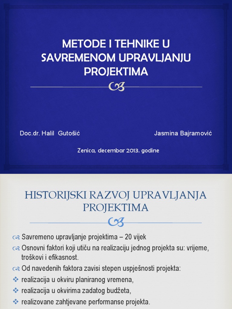 Metode I Tehnike U Savremenom Upravljanju Projektima | PDF