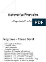 MatFin_Aula_01 - Matemática Financeira e Engenharia Economica