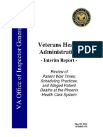 US Veterans Health Administration Interim Report on Patient Wait Times (2014)